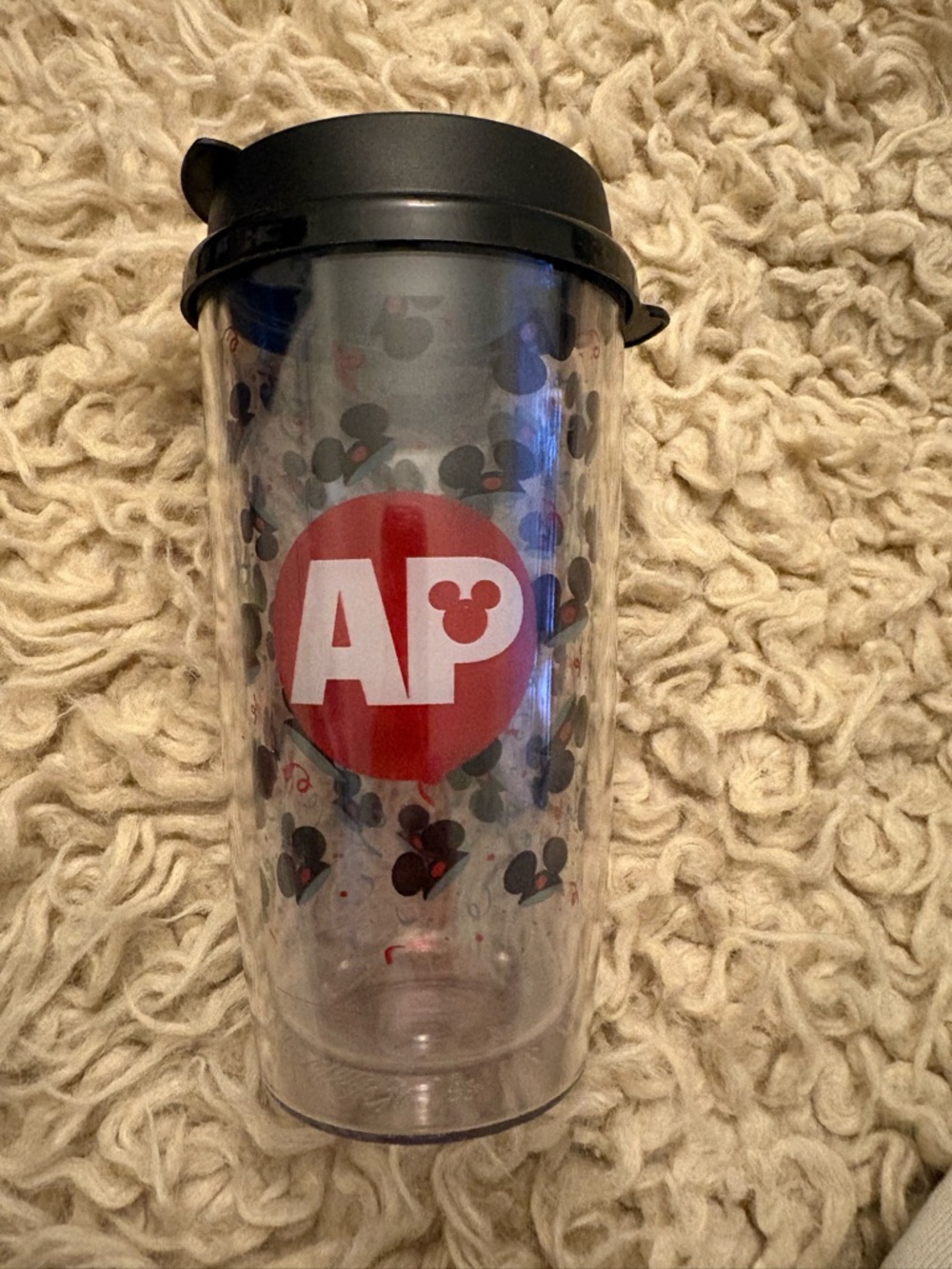 Disneyland Annual Passholder (AP) Mickey Mouse travel tumbler.